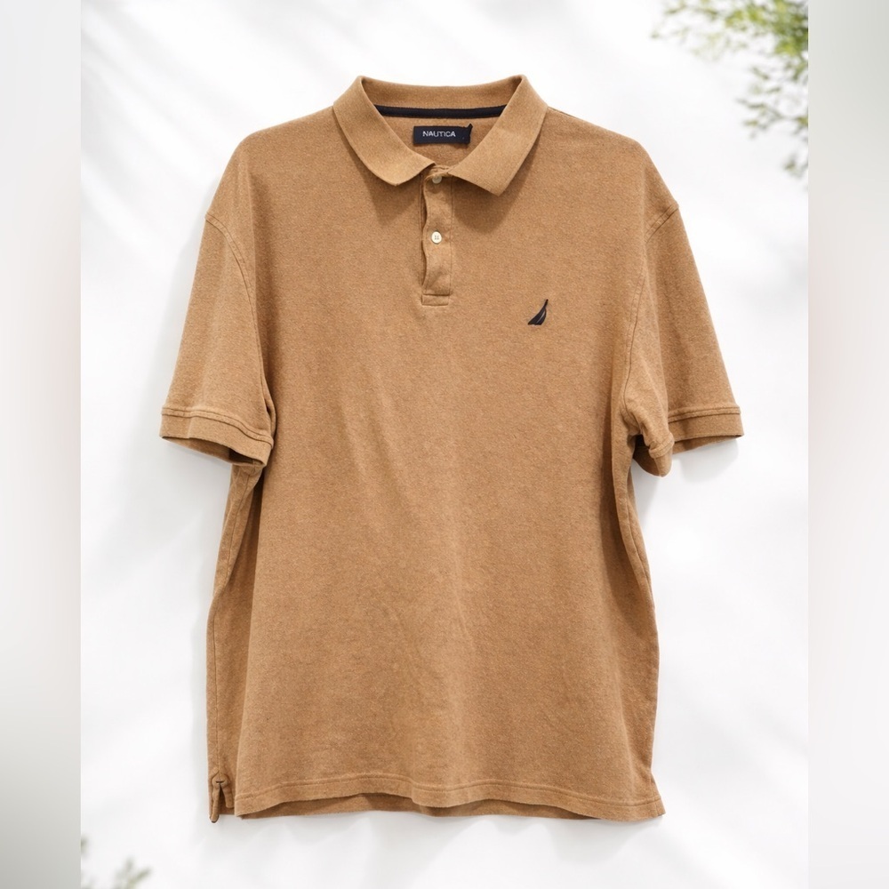 Nautica Tan Polo Shirt XXL Classic Short Sleeve Logo Top